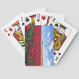 Red & Yellow Tulip Field with Hot Air Balloon Playing Cards
