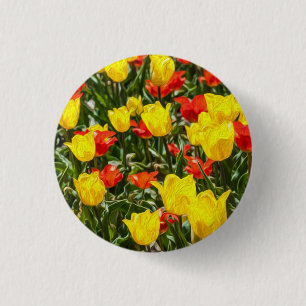 Red & Yellow Tulips 3 Cm Round Badge