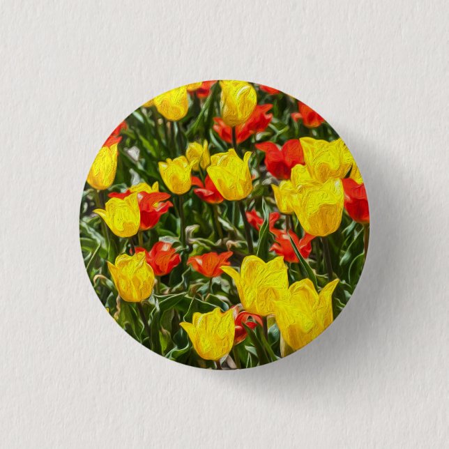 Red & Yellow Tulips 3 Cm Round Badge (Front)