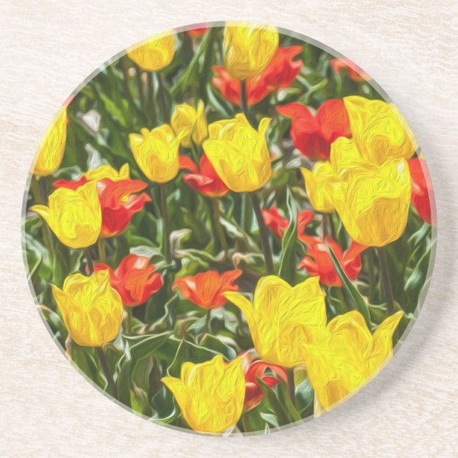 Red & Yellow Tulips Coaster (Front)
