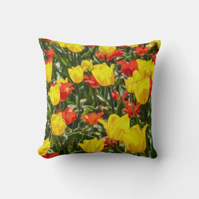 Red & Yellow Tulips Cushion (Front)
