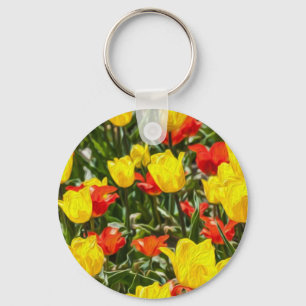 Red & Yellow Tulips Key Ring