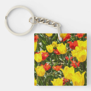 Red & Yellow Tulips Key Ring