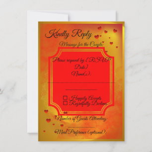 Red & Yellow Wedding RSVP Card   Traditional India