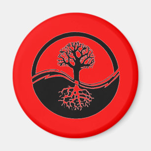 Red yin and yang symbol magnet