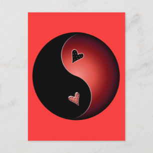red yin yang postcard
