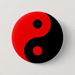 Red Yin Yang Symbol 6 Cm Round Badge