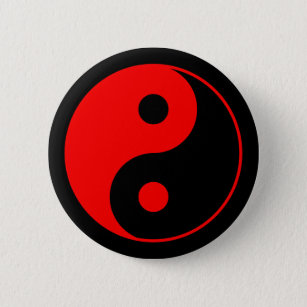 Red Yin Yang Symbol Button