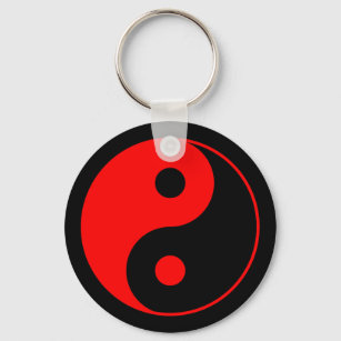 Red Yin Yang Symbol Keychain