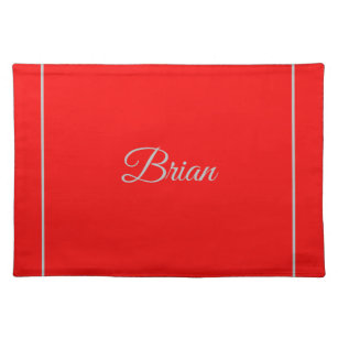Red Your Name Minimalist Personal Modern Placemat