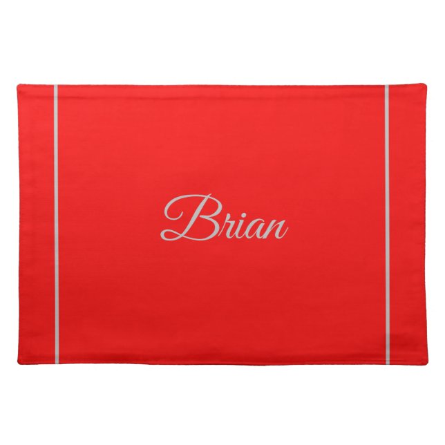 Red Your Name Minimalist Personal Modern Placemat (Front)