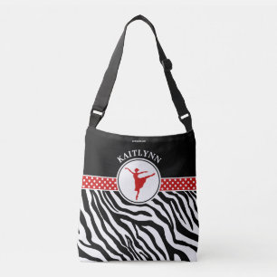 Red Your Name Zebra Print Ballet Dancer Crossbody Bag