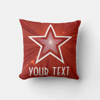 Red 'Your Text' throw pillow square