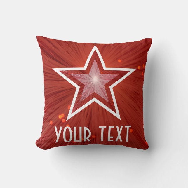 Red 'Your Text' throw pillow square (Front)