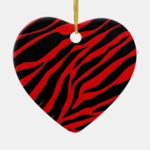 red zebra ceramic tree decoration