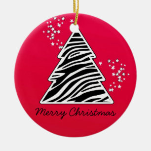 Red Zebra Christmas Tree Ceramic Tree Decoration