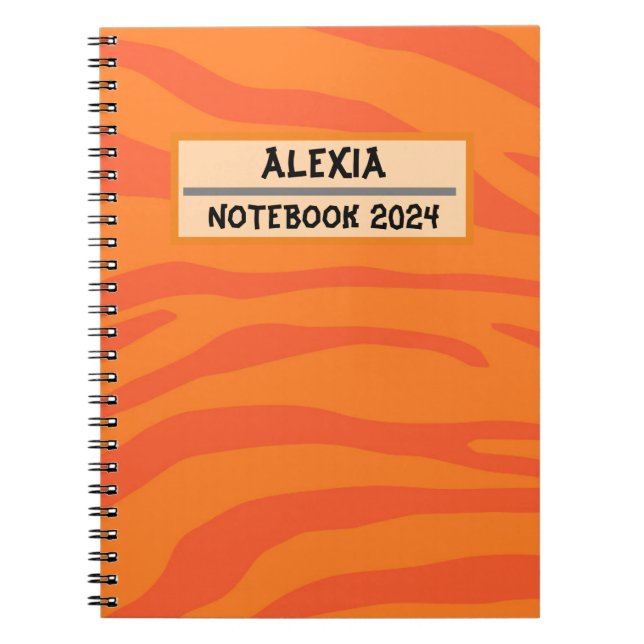 Red zebra on orange pattern Spiral Photo Notebook (Front)