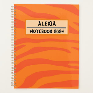 Red zebra on orange pattern Spiral Photo Notebook Planner