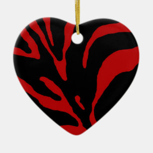 Red Zebra Stripe Animal Print Ceramic Tree Decoration