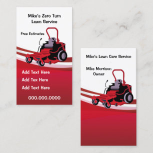 Red Zero Turn Lawn Care Service Business Card