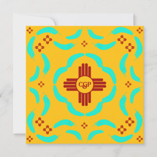 Red Zia Symbols New Mexico Turquoise Feathers