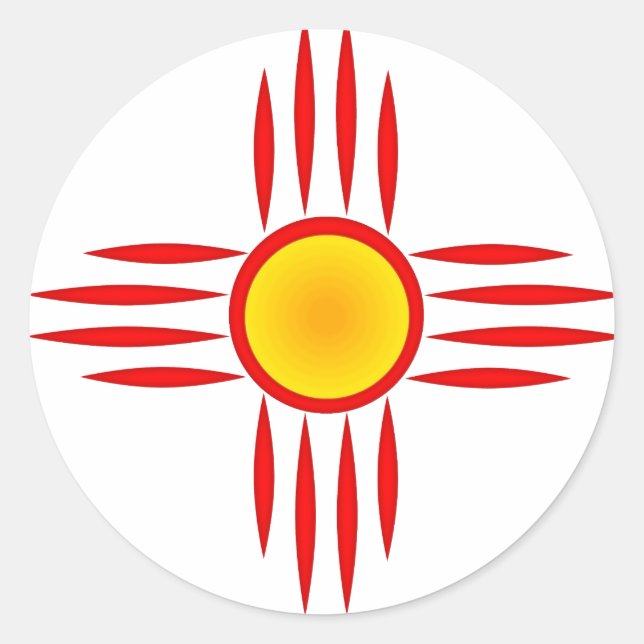 Red Zia with Yellow Centre Classic Round Sticker (Front)