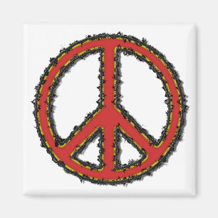 Red Zig Zag Peace Sign Magnet