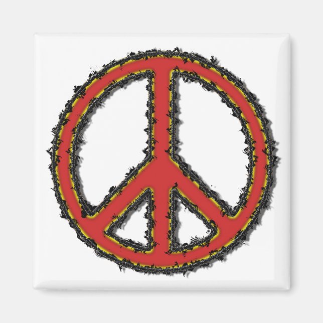 Red Zig Zag Peace Sign Magnet (Front)
