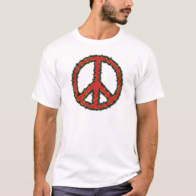 Red Zig Zag Peace Sign T-Shirt (Front)