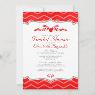 Red Zigzag Bridal Shower Invitations