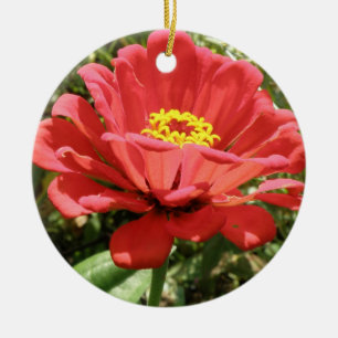 Red Zinnia Custom Birthday Ceramic Tree Decoration
