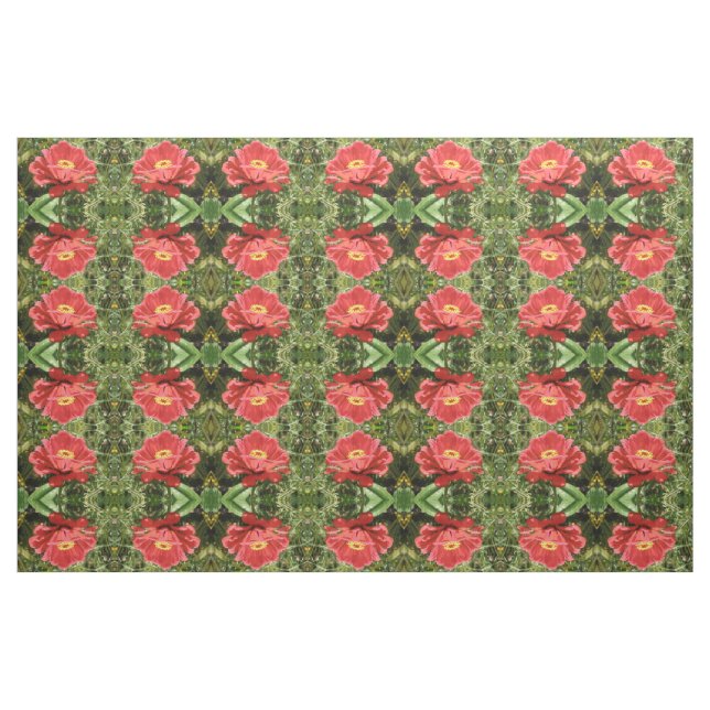 Red Zinnia Floral Patterned Fabric (Fat Quarter)