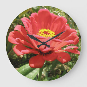 Red Zinnia Wall Clock