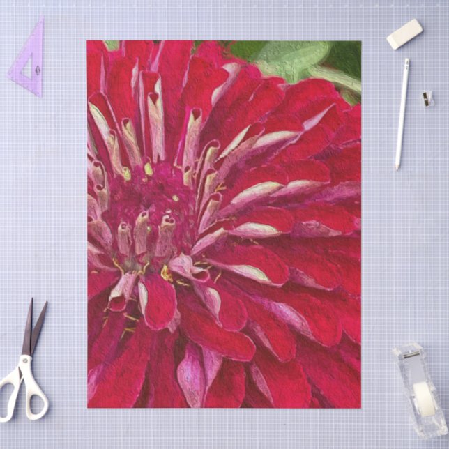 Red Zinnias Flowers Tissue Paper (Craft)