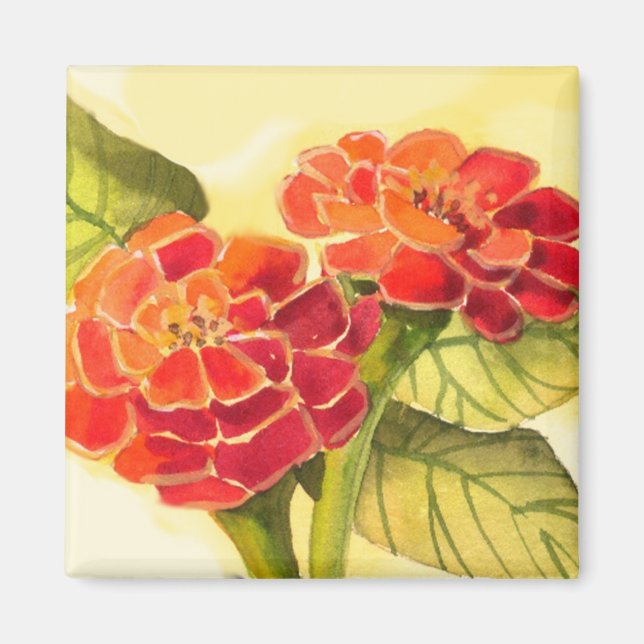 Red Zinnias Magnet (Front)