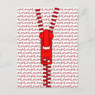 Red Zipper with Love Postcard