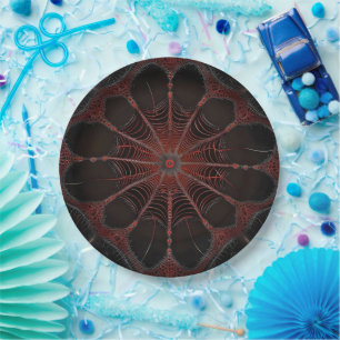 Redback Spider Fractal Art, Paper Plate