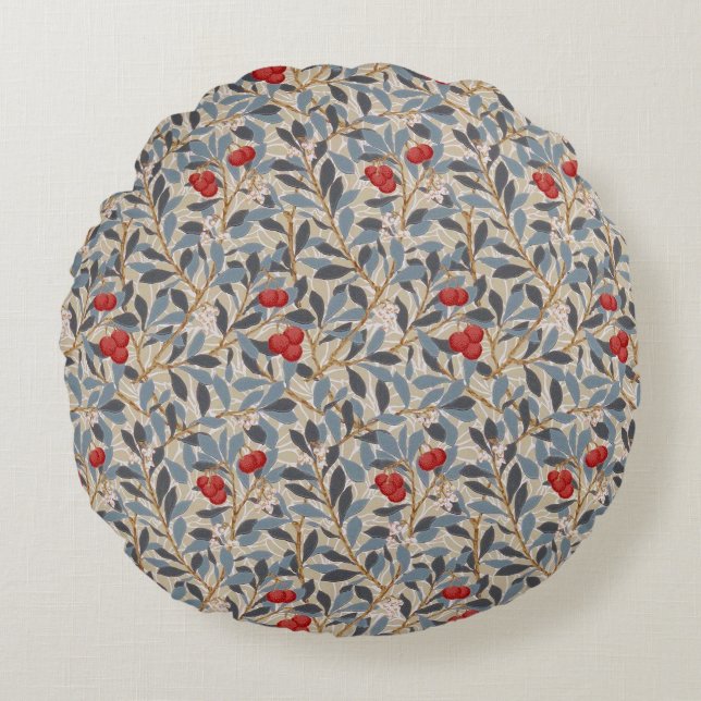 Redberry Tree, William Morris Round Cushion (Front)