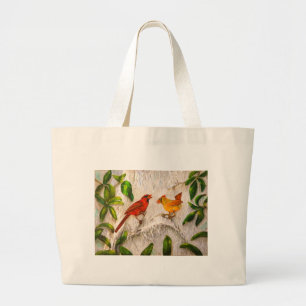 RedBirds Singing of love Large Tote Bag