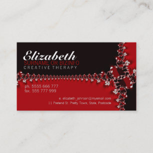 RedBlack Fractal Ribbons Business Card