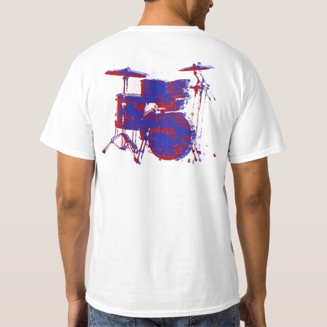 redblue drums white T-Shirt (Back)