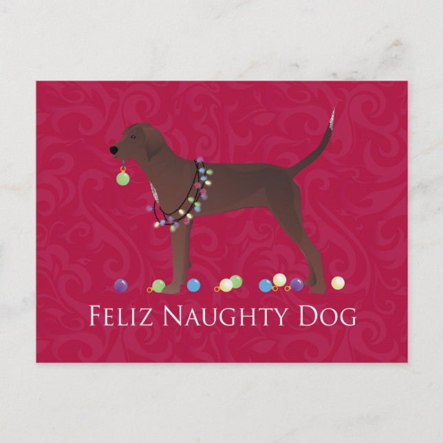 Redbone Coonhound Christmas Holiday Postcard (Front)