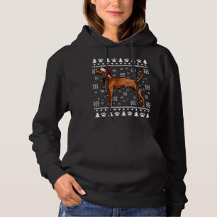 Redbone Coonhound Dog Santa Hat Xmas Ugly Christma Hoodie