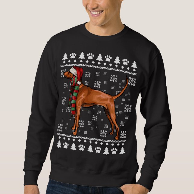 Redbone Coonhound Dog Santa Hat Xmas Ugly Christma Sweatshirt (Front)