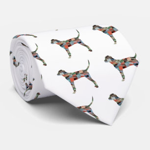 Redbone Coonhound Geometric Plaid Silhouette Tie