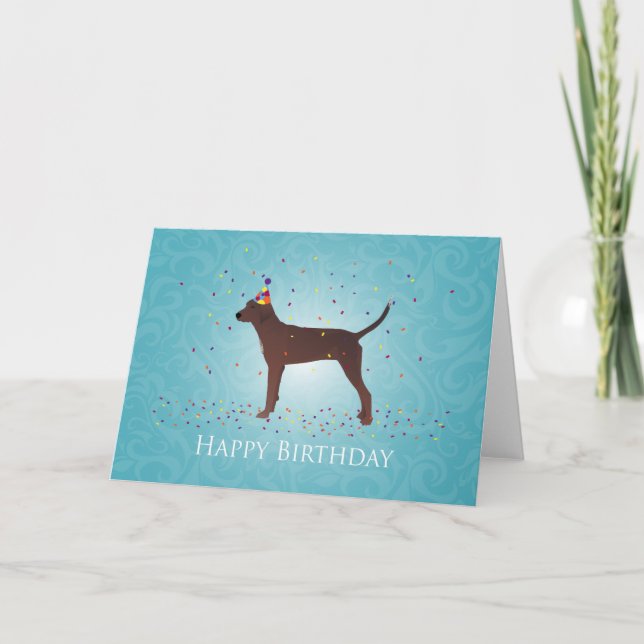 Redbone Coonhound Happy Birthday Design Card (Front)