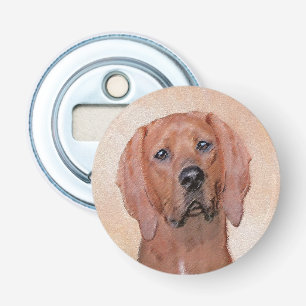 Redbone Coonhound Painting - Cute Original Dog Art Bottle Opener