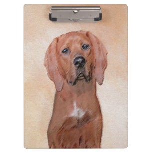Redbone Coonhound Painting - Cute Original Dog Art Clipboard