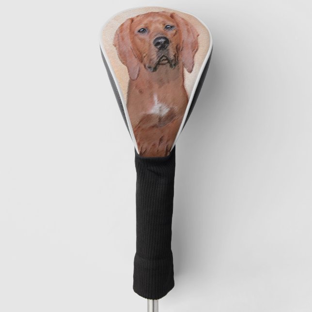 Redbone Coonhound Painting - Cute Original Dog Art Golf Head Cover (Front)