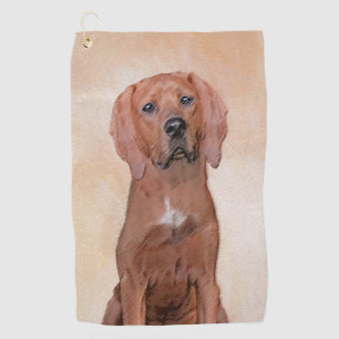 Redbone Coonhound Painting - Cute Original Dog Art Golf Towel